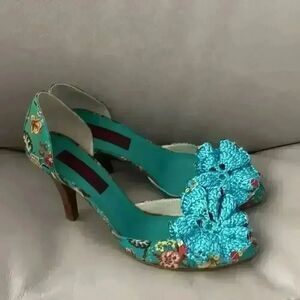 Kenzo Blue Heels with knit bows Y2K